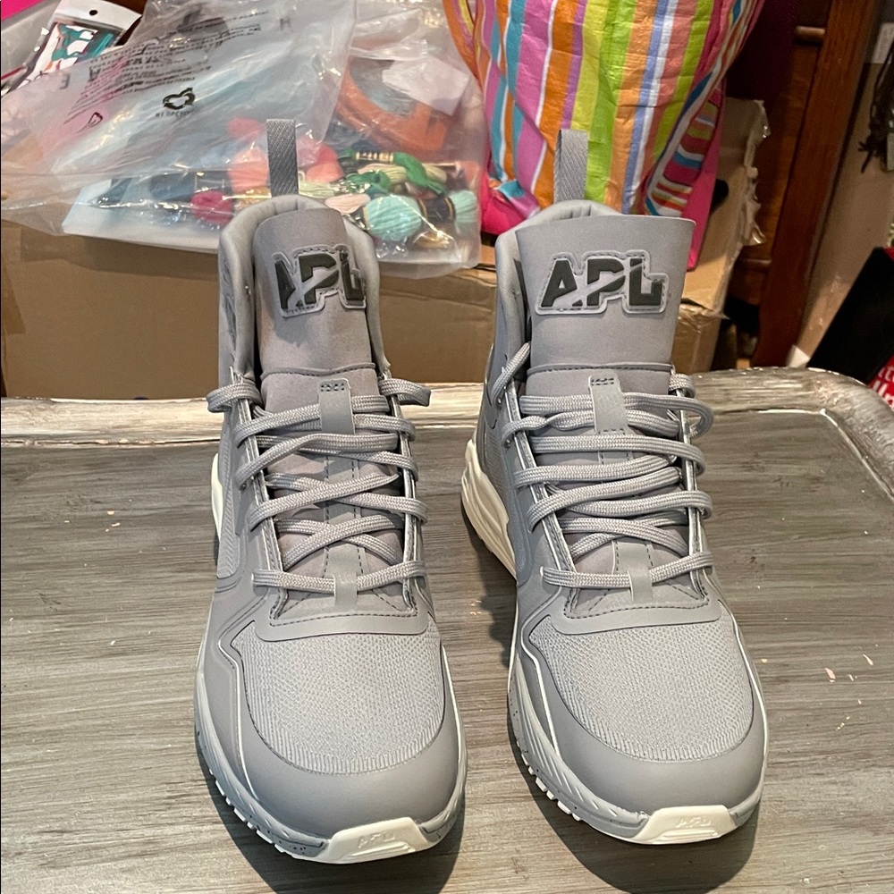APL Womens Gray Athletic High-Top Sneakers